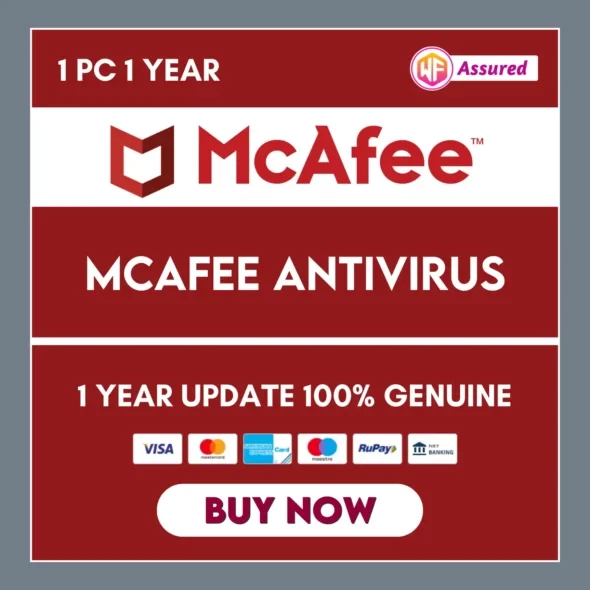 McAfee Antivirus 1 Pc for 1 Year Updates.